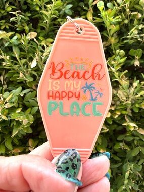 Vintage style motel key 3.5” keychain beach summer-themed gift idea